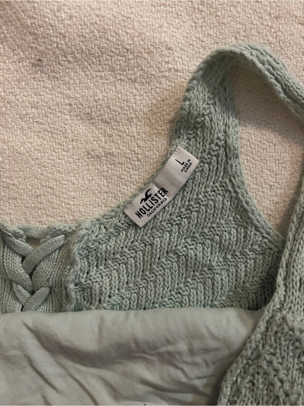 Hollister Light Green Crochet Knit Cropped Tank Top - Picture 4 of 4